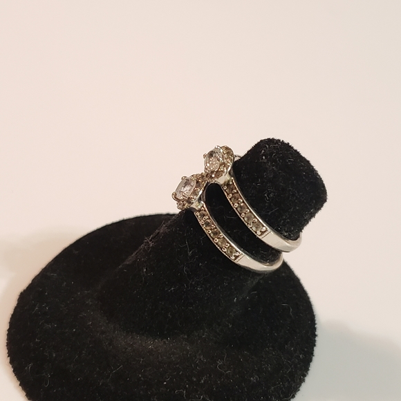 2 Pc Vintage Engagement White Oval Gem Asscher Sapphire Set 925 Silver - Picture 4 of 11